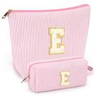 Conjunto de bolsas de maquiagem mibasies Initial para mulheres rosa claro E