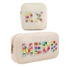 Conjunto de bolsas de maquiagem para medicamentos RSRSLEII Chenille Letter Patch Nylon