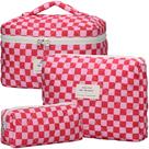 Conjunto de bolsas de maquiagem TESAFNG de algodão floral acolchoado, 3 peças para mulheres