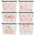 Conjunto de bolsas de maquiagem Yeyeplum Pink Bow Canvas, 6 peças para mulheres