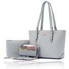 Conjunto de bolsas e carteiras Qiyuer para mulheres Work Grey Sintético em material sintético