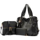 Conjunto de bolsas e carteiras Qiyuer preta, 3 peças Conjunto de bolsas e carteiras Qiyuer preta, 3 peças