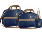 Conjunto de Bolsas Maternidade Basic Marinho com Marrom 3 Peças