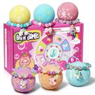 Conjunto de Bombas de Banho de Unicórnio com Pulseira - Para Meninas de 3 a 8 Anos