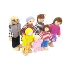 Conjunto de bonecas familiares para 7 pessoas em madeira e tecido 1:12 em miniatura