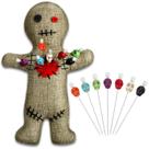 Conjunto de bonecas Voodoo Kathfly Horror Doll com 7 pinos de caveira de 18 cm