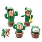 Conjunto de bonecos Crayon Shin-chan Cactus Family x5, colecionável em PVC