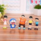 Conjunto de bonecos de ação Doraemon Nobita Nobi 5 peças Sajy PVC 4-6 cm