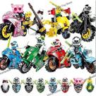 Conjunto de bonecos de ação Sajy New Ninja Mini com caça de motocicleta