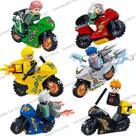 Conjunto de bonecos de ação Sajy New Ninja Mini com caça de motocicleta