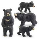 Conjunto de bonecos de animais da floresta selvagem, 4 peças de urso preto asiático de PVC Conjunto de bonecos de animais da floresta selvagem, 4 peças de urso preto asiático de PVC