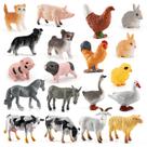 Conjunto de bonecos de animais de fazenda, PVC realista, 19 unidades para crianças a partir de 3 anos