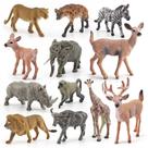 Conjunto de bonecos de animais selvagens em PVC Realistic Safari & Forest, 12 unidades