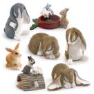 Conjunto de bonecos de coelho em miniatura, 7 peças de PVC Bunny Farm Animal Kids