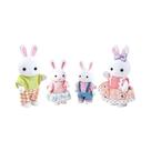 Conjunto De Bonecos De Coelhos Flocados Em Miniatura, 4 Peças, Figuras De Coelhos Fofos Para Casa De