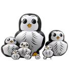 Conjunto de bonecos de nidificação de pinguins russos pintados à mão de 10 peças