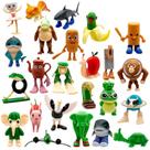 Conjunto de bonecos de PVC variados de animais e personagens de 24 peças