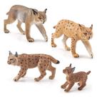 Conjunto de bonecos Lynx Wild Cat de 4 peças de PVC realista para crianças de 3 anos ou mais