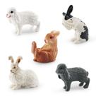Conjunto de bonecos Rabbit PVC Realistic de 5 peças para crianças e decoração Conjunto de bonecos Rabbit PVC Realistic de 5 peças para crianças e decoração
