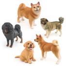 Conjunto de bonecos Realistic Dog, 5 peças, PVC, Samoyed, Labrador Shiba