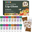 Conjunto de brilho labial AZEN Clear Lip Oil, pacote com 24 unidades com vitamina E