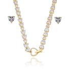 Conjunto de brinco e colar de zirconia banho em ouro 18k