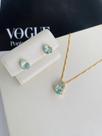 Conjunto de brinco e colar folheado a ouro Ponto de luz modelo gota