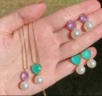 Conjunto de brinco e corrente semi joia
