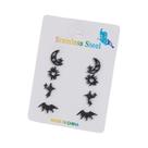 Conjunto De Brincos De Aço Inoxidável Femininos Com Estrelas, Lua E Sol, 4 Pares De Joias Para