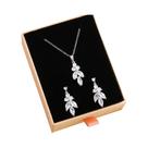 Conjunto De Brincos E Colar De Zircônia Rosa Clássico Marique Leaf AAA Presente De Joias Para