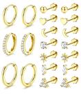 Conjunto de brincos Incaton em aço hipoalergênico banhado a ouro 14K