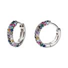 Conjunto De Brincos Mini Argola Prateados Com Zircônia Colorida Para Mulheres, Joias De Luxo