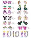 Conjunto de brincos SYNLIN, 15 pares de desenhos animados com encosto plano e mini argolas