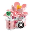 Conjunto de brinquedo de construção Gearblox Hibiscus Mini Flower Cameras com micro blocos, mini câmera colecionável fofa, modelos em miniatura, presente criativo para decoração de mesa e fotógrafos