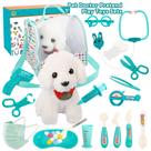 Conjunto de brinquedo de veterinário para brincadeira de faz de conta para crianças com cachorrinho e bolsa
