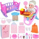 Conjunto de brinquedos Baby Doll Care Besurejoy 30 cm com cadeira alta, berço