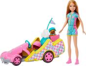 Conjunto de brinquedos Barbie Stacie Doll com carro de kart, cachorro e acessórios