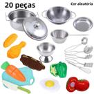 Conjunto De Brinquedos De Cozinha Em Aço Inoxidável Com Utensílios De Cozinha, Panelas E Brinquedos