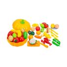 Conjunto De Brinquedos De Cozinha Para Crianças Com Cesta De Armazenamento, Frutas E Legumes Para