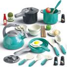 Conjunto de brinquedos de cozinha Play Bruvoalon, 32 unidades com panelas, frigideiras e utensílios