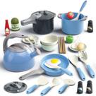 Conjunto de brinquedos de cozinha Play Bruvoalon, 32 unidades com panelas, frigideiras e utensílios