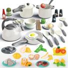 Conjunto de brinquedos de cozinha Play Bruvoalon, 67 unidades com panelas, panelas e alimentos