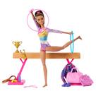 Conjunto de brinquedos de ginástica Barbie Careers com boneca morena