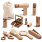 Conjunto de brinquedos de maquiagem de madeira kienvy de 11 peças para meninas de 3 a 6 anos