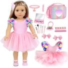 Conjunto de brinquedos de maquiagem, roupas e acessórios para bonecas, 18 polegadas BDDOLL