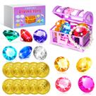Conjunto de brinquedos de mergulho NHBTYKL com gemas coloridas e baú de tesouro Conjunto de brinquedos de mergulho NHBTYKL com gemas coloridas e baú de tesouro