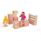 Conjunto de brinquedos de móveis em miniatura Dolls House de madeira com bonecas