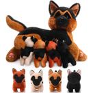 Conjunto de brinquedos de pelúcia HydRen Nurturing German Shepherd com 4 filhotes Conjunto de brinquedos de pelúcia HydRen Nurturing German Shepherd com 4 filhotes