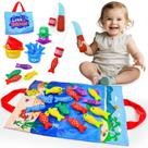 Conjunto de brinquedos de pesca OKREVIEW para crianças com mais de 1 ano com 2 varas, 15 peixes e esteira