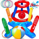 Conjunto de brinquedos de piscina 90shine Floating Basketball Hoop Inflable Ring Toss Beach Ball